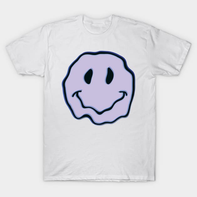 Blue melting smiley face T-Shirt by Nikamii